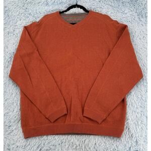 Tommy Bahama V Neck Sweater Mens XXL Reversible Cotton Pullover Orange-Gray
